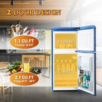 Compact 3.2 cu. ft Double Door Mini Fridge Freezer Adjustable Temperature Control Ice Trays Energy Efficient Quiet Operation