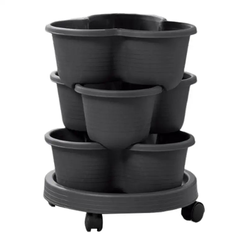3 Tiers Vertical Tower Stackable Pot Strawberry Planter Tower for Home Garden Herb Flower Vegetable Cultivation Flower Pot 4pcs