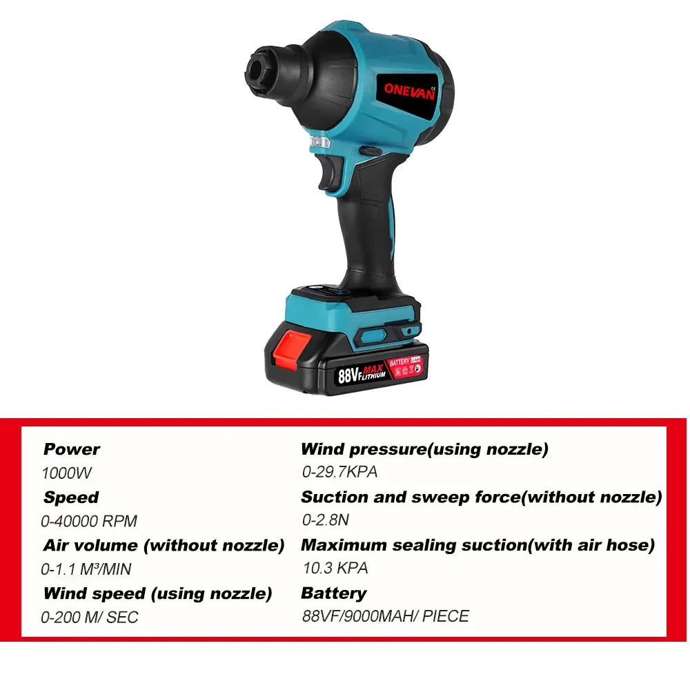 1000W 40000RPM 5 in 1 Multifunction Cordless Dust Blower Rechargeable Vacuum Clean Inflator with 5Nozzles For Makita Battery Pin