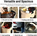 1-2PCS 8/13L Multi-Purpose Collapsible Fishing Bucke Water Pail  Durable Portable Handheld Bucket With Lid for Outdoor Camping