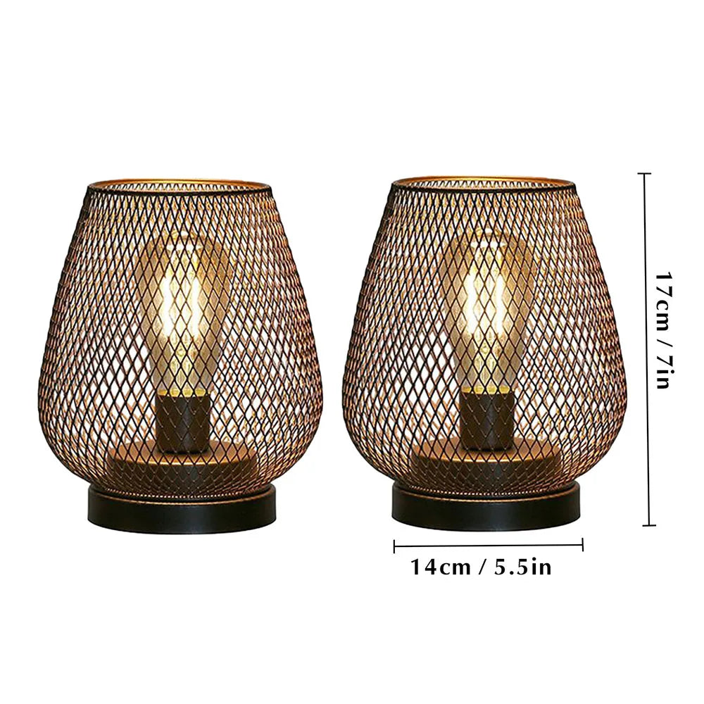 Nordic Metal Hollow Cage Candle Holder LED Lantern Battery Powered Cordless Lamp for Wedding Living Room Table Home Decor