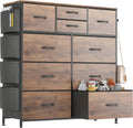 Dresser for Bedroom Chest of Drawers with Side Pockets and Hooks, Fabric Storage Organizer Unit for Living Room, Hallway, Closet