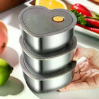 Love-shaped Kitchen Food Organizers With Lids 410 Stainless Steel Storage Box Large Capacity Leakproof Kitchens Accessories
