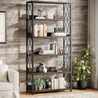 67 Inch Book Shelf, 5 Tier Industrial Etagere Bookcase with Open Shelves, Tall Bookshelf for Living Room, Bedroom, Home Office