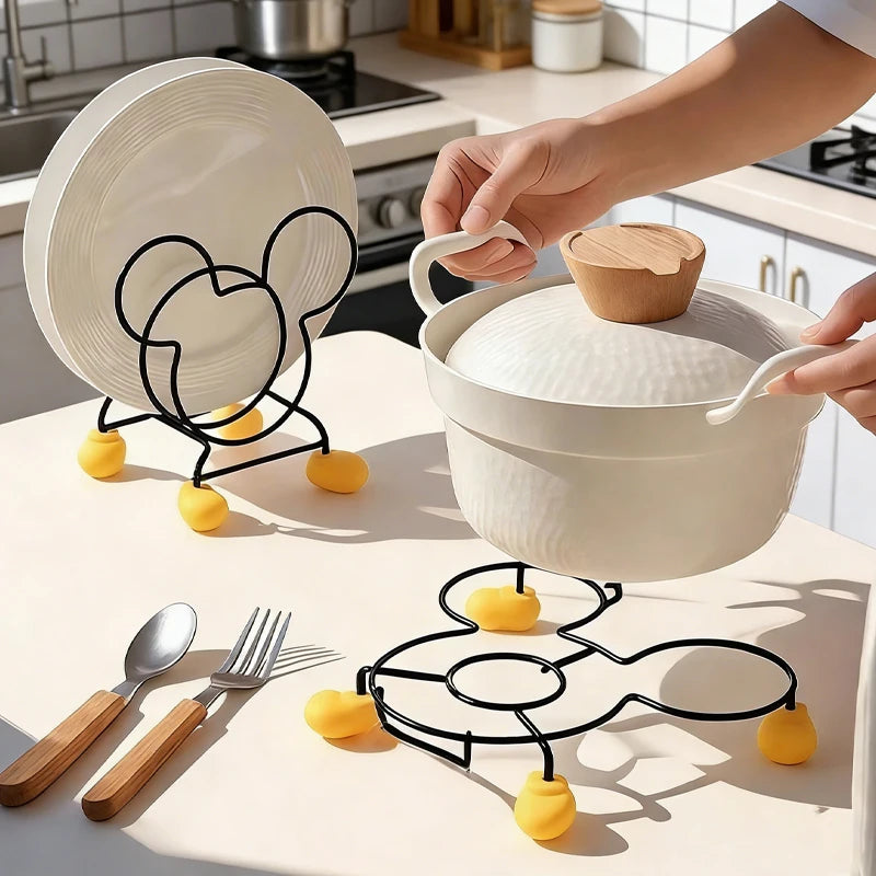1 Piece Kitchen Stove Insulation Rack, Mickey Kitchen Storage Rack, Bowl Rack, Pot Rack, Cutlery Rack, Multifunctional