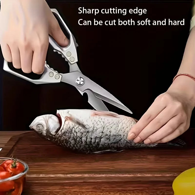Stainless Steel Kitchen Shears | Professional Multi-Functional Scissors for Meat, Poultry, Fish, and Bones, Suitable for Home