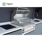 Customized Stainless Steel Frame Outdoor Kitchen Set Modular Party Mobile Play Outdoor Kitchen and bar with Cooker and Fridge