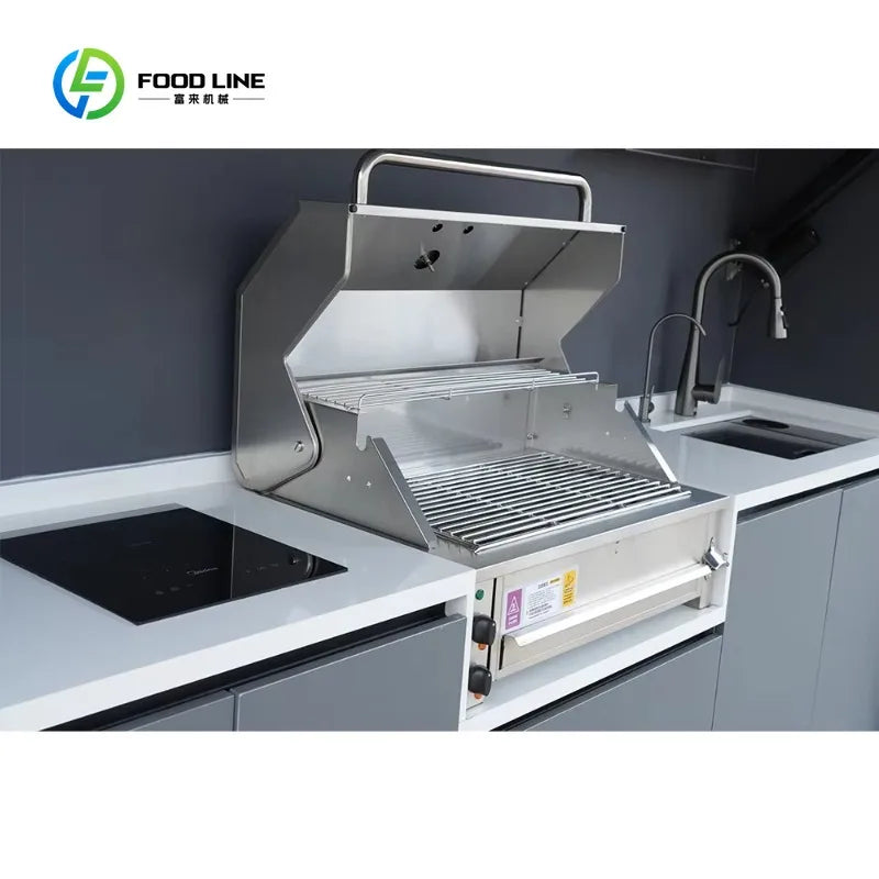 Customized Stainless Steel Frame Outdoor Kitchen Set Modular Party Mobile Play Outdoor Kitchen and bar with Cooker and Fridge