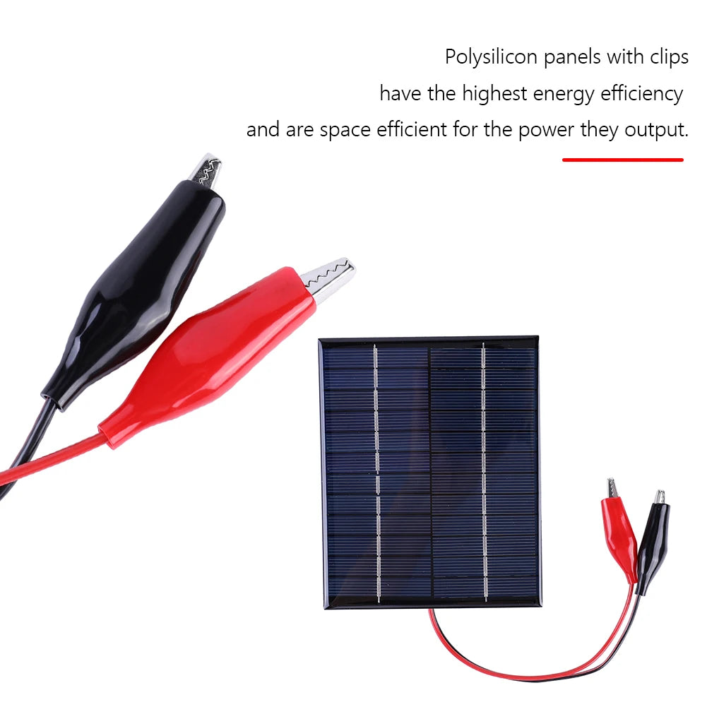 5W 12V Solar Panels Fast Charger DIY Polysilicon Solar Cell System Mini Outdoor Solar Panel 136x110MM for 9-12V Battery Charging