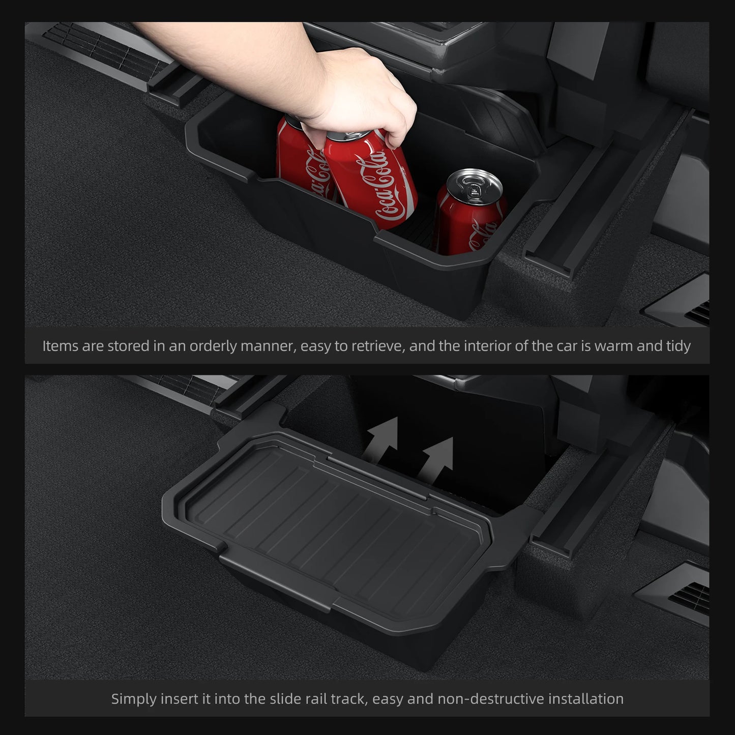 For Tesla Cybertruck Rear Seat Storage Box Under Air Vent Storage Case Trash Can Organizer Car Interior Accessories 2024 1pc