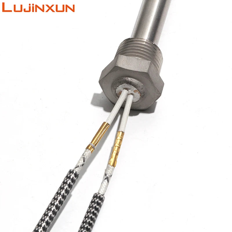 LUJINXUN 12V 24V DN8/12.8mm BSP Mold Threaded Single Head Heating Tube 200-600W 8x100-300mm Cartridge Heater Stainess Steel 1pc