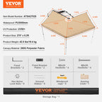 SucceBuy Vehicle Awning  Retractable Car Side Awning Car Awning with Waterproof Storage Bag  Suitable for Truck SUV Van Campers