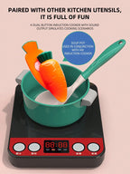 Kids Kitchen Toys Pretend Play Cooking and Serving Utensils with Play Pots Kitchen Accessories Kit Fruit Cutting Tools for Girls