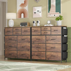 Dresser for Bedroom Chest of Drawers with Side Pockets and Hooks, Fabric Storage Organizer Unit for Living Room, Hallway, Closet