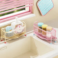 Macaron Kitchen Sink Organizer Rack Narrow Countertop Drain Storage for Sponge Dishcloth Scrubber Steel Ball Soap Holder