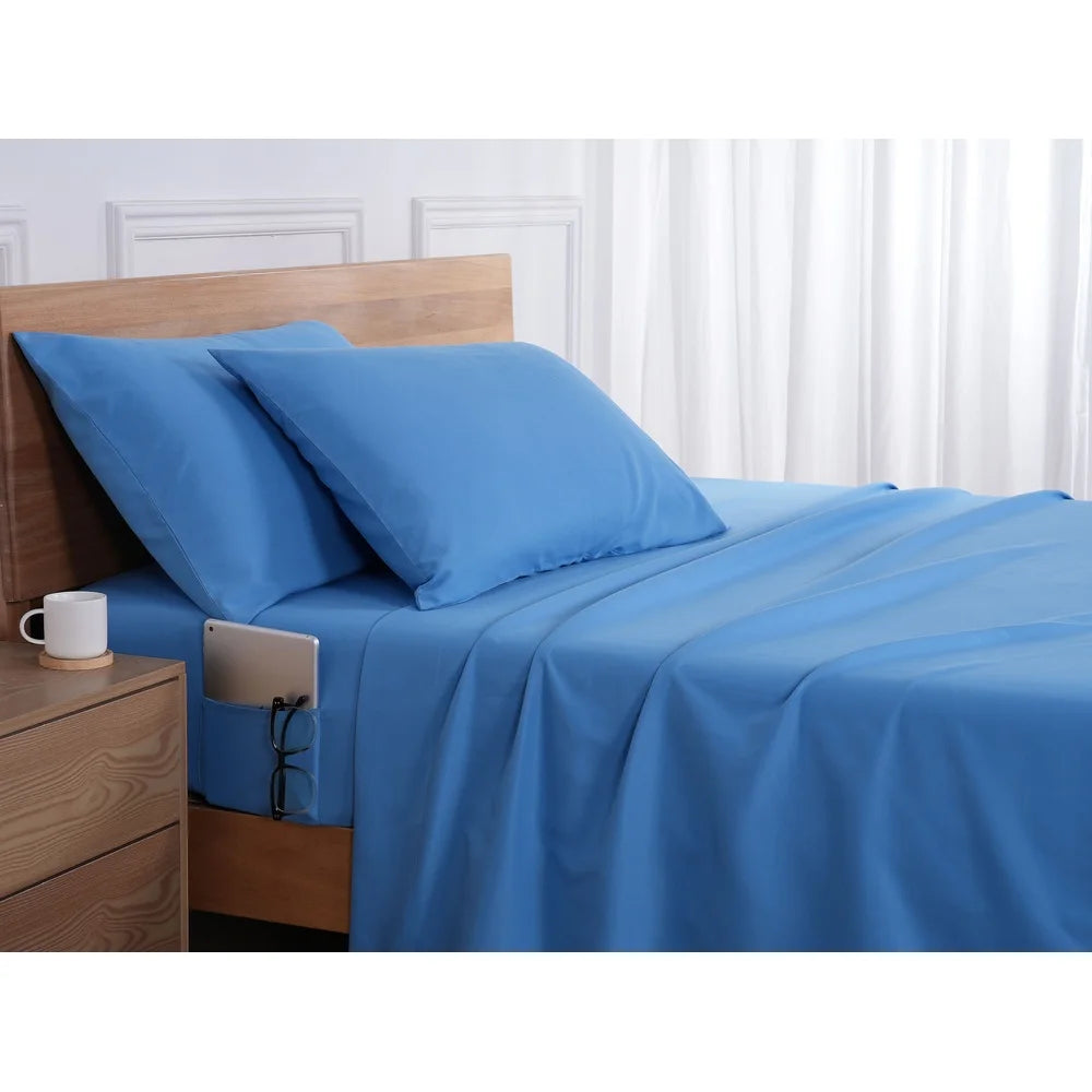 3-Piece Twin-XL Super Soft Microfiber Bed Sheet Set with Bonus Storage Pockets Wrinkle Resistant Modern Bedding Decor