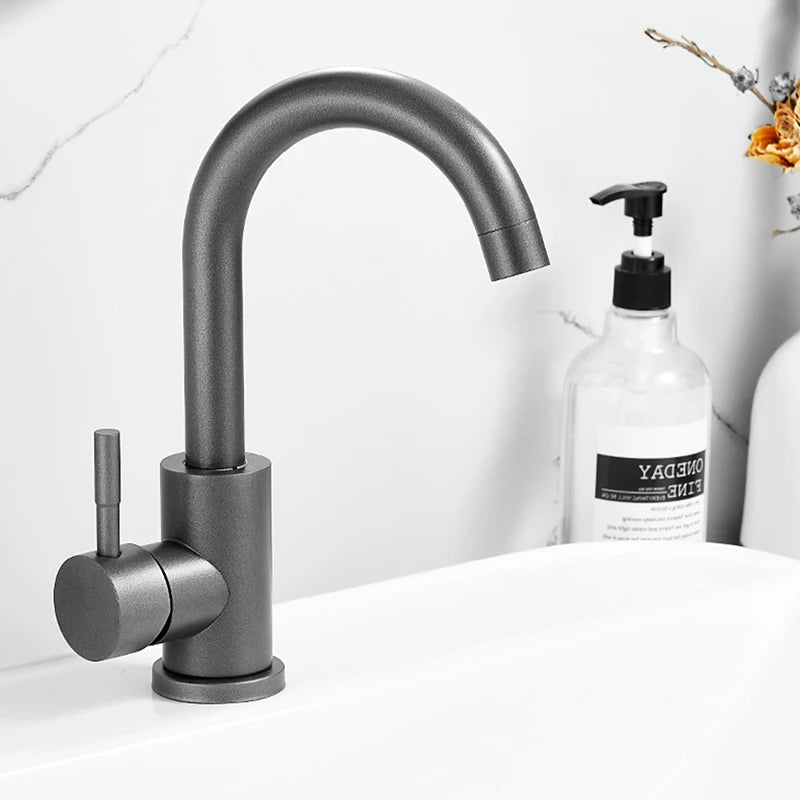 Suguword Bathroom Basin Faucet Stainless Steel Hot Cold Wash Mixer Crane Tap Rotation Sink Faucets Single Handle