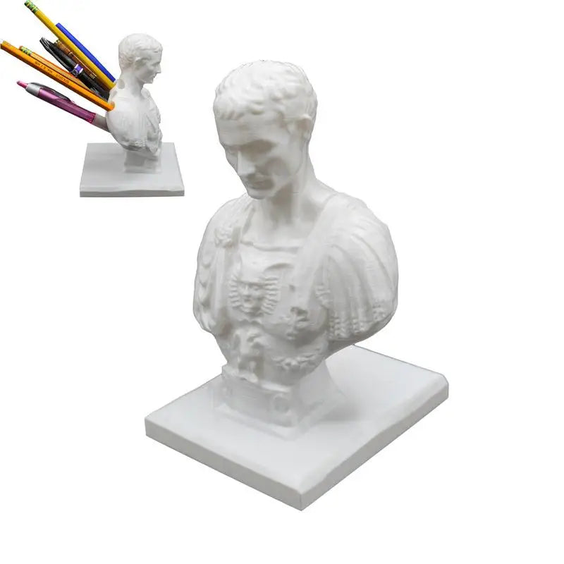 Julius Caesar Bust Pencil Holder Resin Ides Of March Desk Pen Holder Creative Marker Holder For Desktop Table Desk Ornament