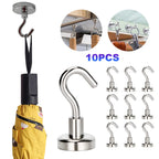 10Pcs Strong Magnetic Hooks Punch free Practical Load Bearing Hook Thick Wall Storage For Indoor Outdoor Home Kitchen 2/12/34kg