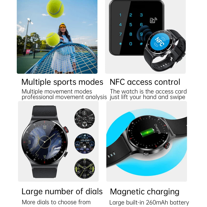 GPS Sports Smartwatch Men Health Monitoring With Heart Rate ECG + PPG 100+ Sports Modes NFC 2026 New Bluetooth Call Smart Watch