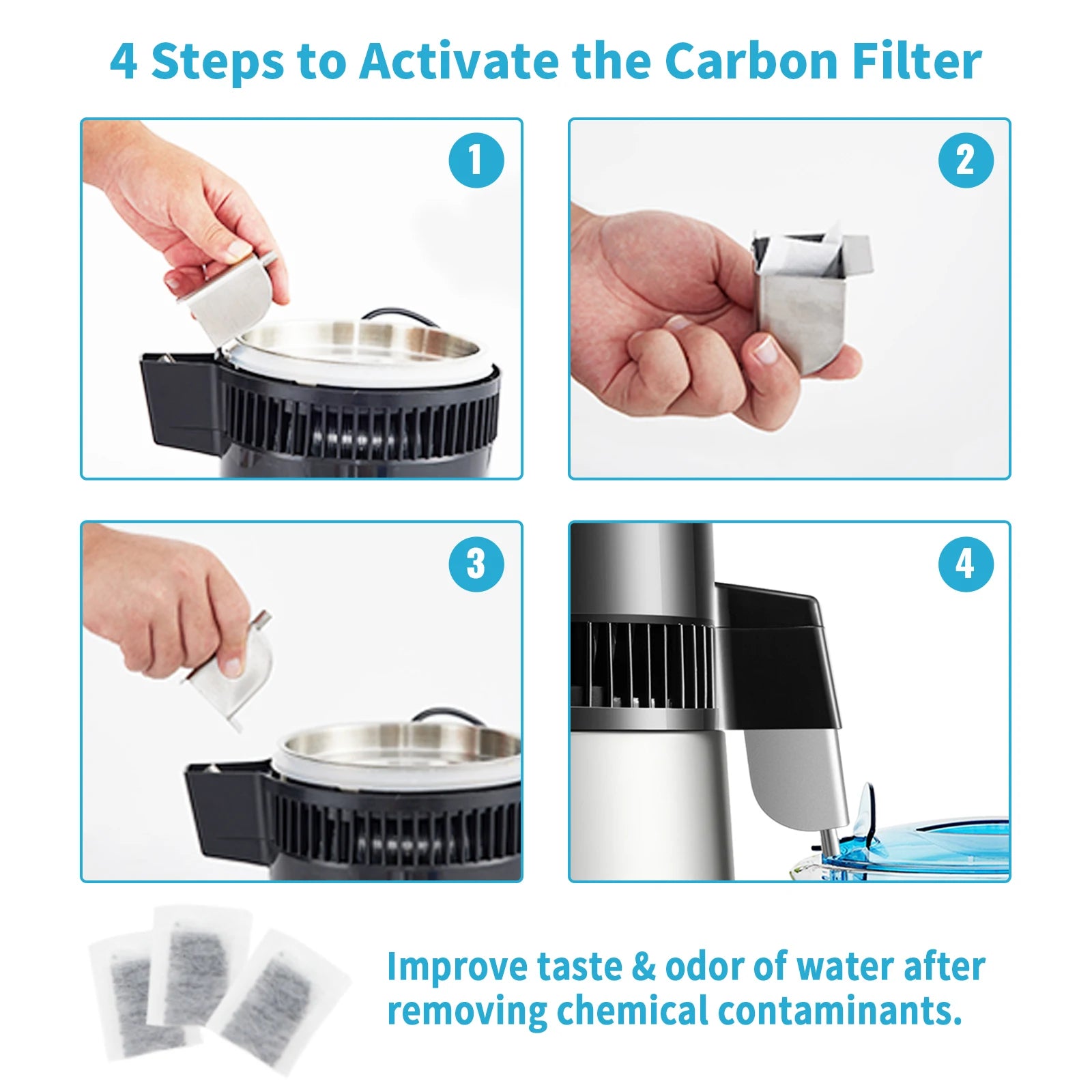 SucceBuy 4L Water Distiller Purifier Filter Dispenser DrinkingBottle Softener Dual Temp Display OverheatProtection HomeAppliance