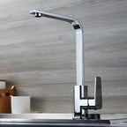7-Shape Copper Kitchen Faucet - 360° Swivel Sink Mixer with Ceramic Cartridge & Aerator, Silver/Black