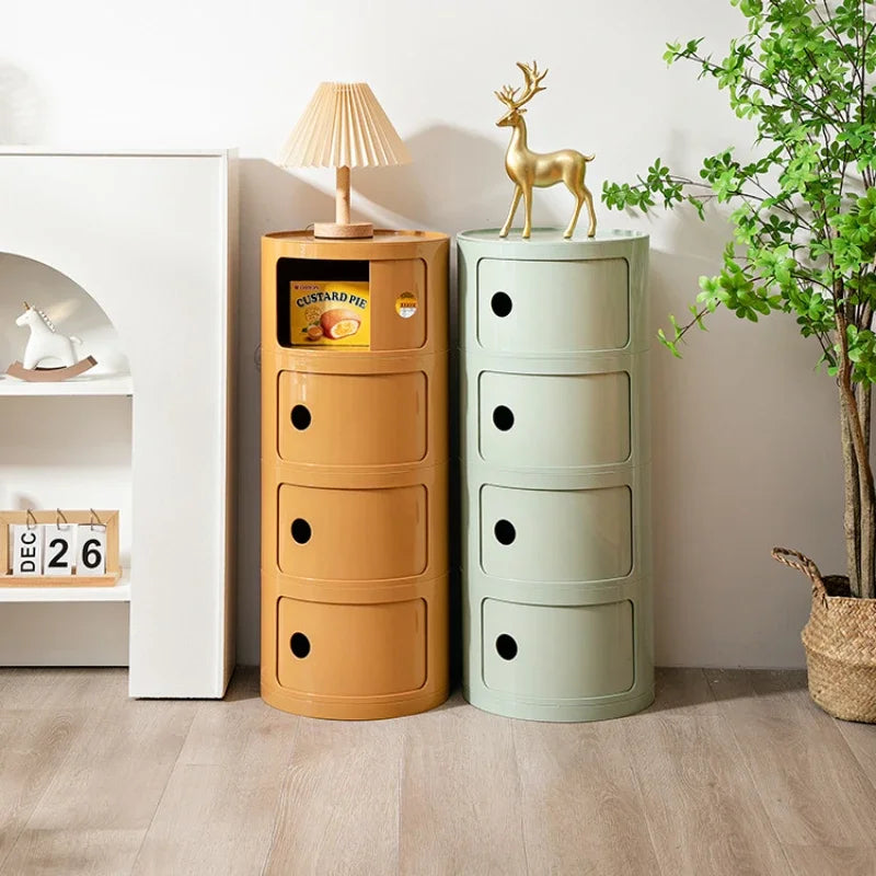 Creative Bedroom Bedside Table Modern Minimalist Round Storage Small Cabinet Large Capacity Plastic Side Cabinet