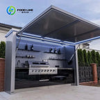 Customized Modern Portable Outdoor Kitchen Unit 8-Burner BBQ 58L Fridge Sink Acrylic Locking Swivel Casters Patio Party Catering