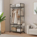 Clothing Storage Rack with Wheels, Hooks & Shelves - Space-Saving Organizer, Durable Freestanding Clothes Organizer for Bedroom