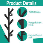 1pc Vertical Coat Rack Wall Mounted 16 Inch, Metal Modern Wall Coat Tree for Hats, Jackets, Bags, Entryway Bedroom