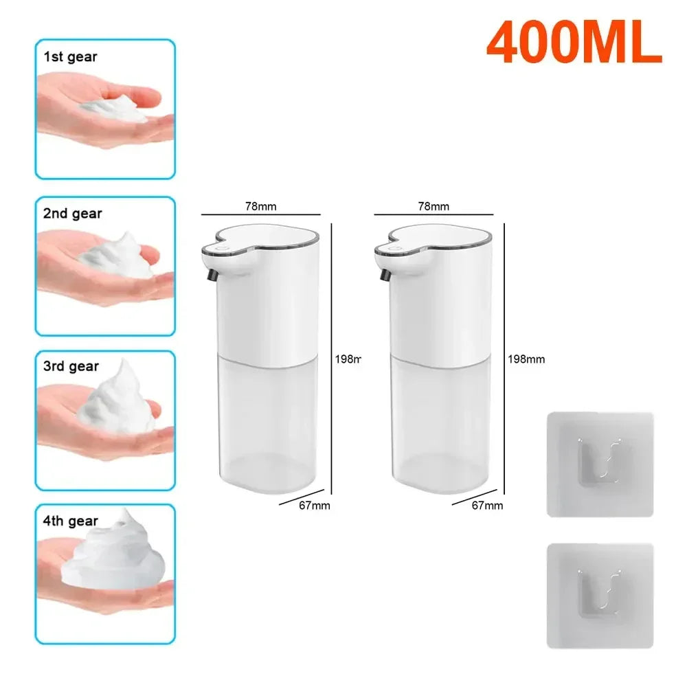 Automatic Soap Dispenser Touchless Foaming Soap Pump 400ml USB Rechargeable  Electric Wall Mounted 4 Levels for Bathroom Kitchen