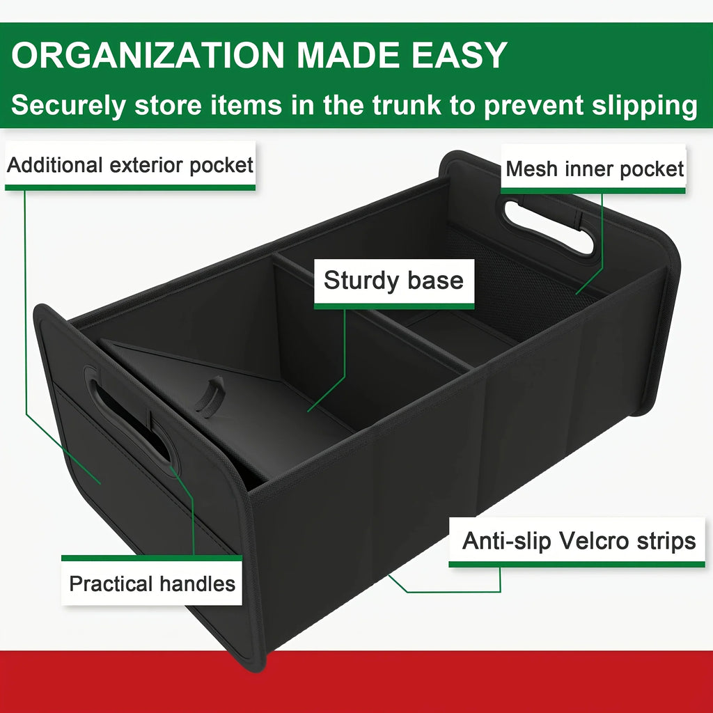 Foldable Trunk Bag with Anti-Slip - Sturdy Trunk Organizer & Car Foldable Box for More Order in the Car