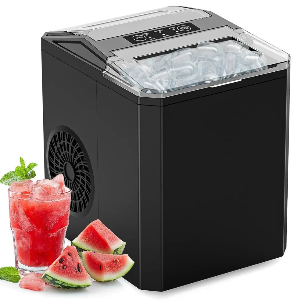 Countertop Ice Maker, Portable Ice Machine Self-Cleaning, 9 Cubes in 6 Mins, 26 lbs/24Hrs, 2 Sizes of Bullet Ice for Home Party