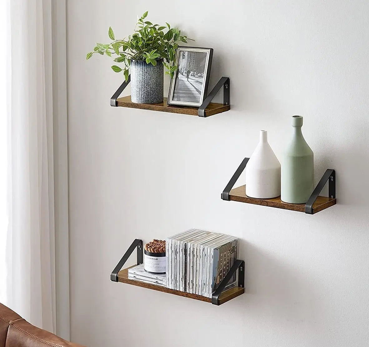 VASAGLE wall shelf industrial design suspension rack set of 3 wall mounted