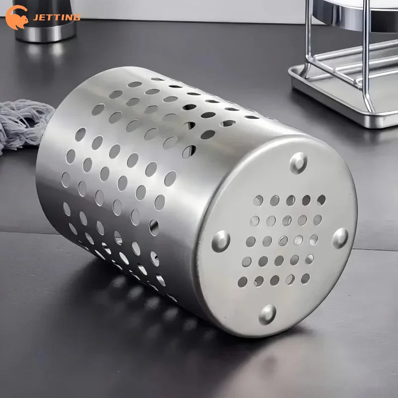 (New) 1Pcs Steel Stainless Cylindrical Chopstick Cutlery Storage Box Suitable For Home Kitchens, Restaurants, And Dormitories