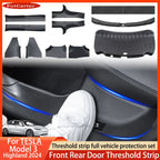 1- 8 Pcs For Tesla Model 3 Highland 2024 ABS Front Rear Door Sill Protector Threshold Strip Anti-kick Guard Panel Waterproof Pad