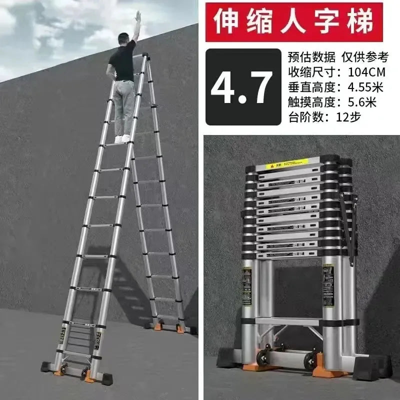 Alloy Telescopic Step Ladder Multi-functional Lifting Engineering Stairs Thickened Herringbone Ladders Folding Stairs
