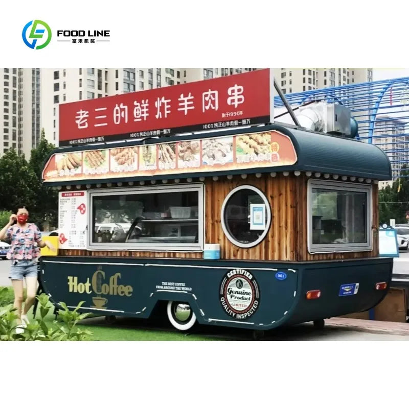 Customized Full Kitchen Equipment Mobile Trailer Camper Caravan Food Truck For Outdoor Commercial Vending Catering