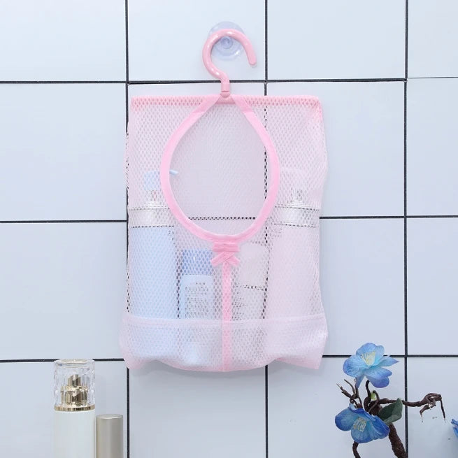 Kitchen Bathroom Hanging Storage Clothespin Mesh Bag Hanging Hook Organizer Storage Baskets Organizer