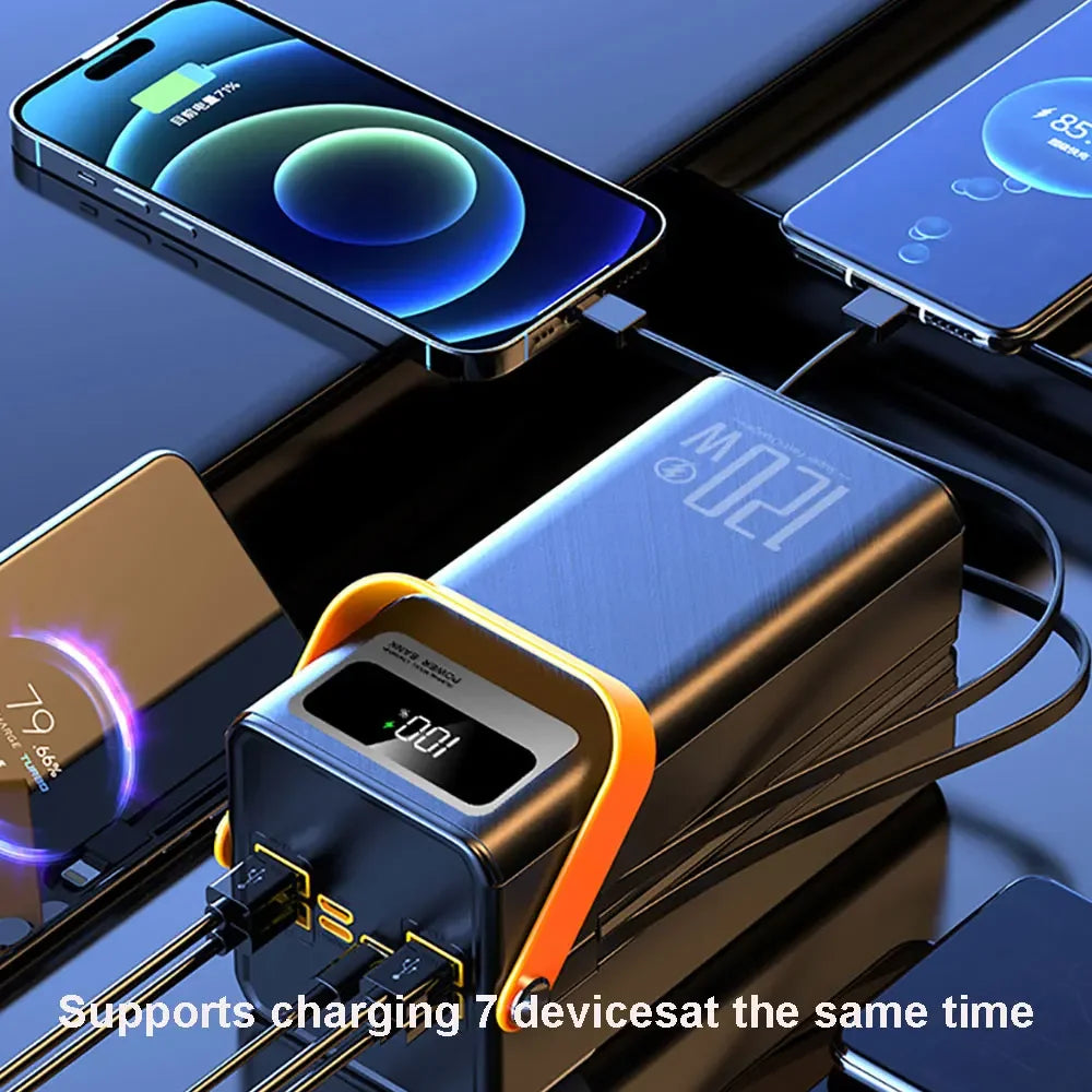30000mAh 60000mAh Portable Power Bank 120W Fast Charging Power Station Emergency Power Bank LED Charger for Home Camping Phone