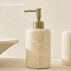 Luxury Travertine Bathroom accessories Toothbrush Holder Soap Dispenser Dish Natural Marble Home Modern Decoration
