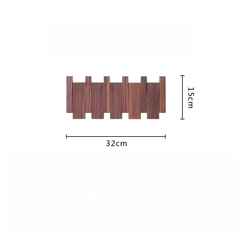 Walnut Wall Hanging Coat Racks Wall Entry Door Porch Hanging Coat Rack Perforated Solid Wood Creative Piano Keys Clothes Hook