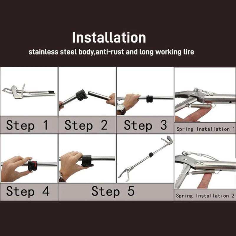 Professional Snake Tongs, Heavy Duty, Metal Clamp, Grabber, Wide Jaw Catching, Foldable Handling Tool, 1.2m