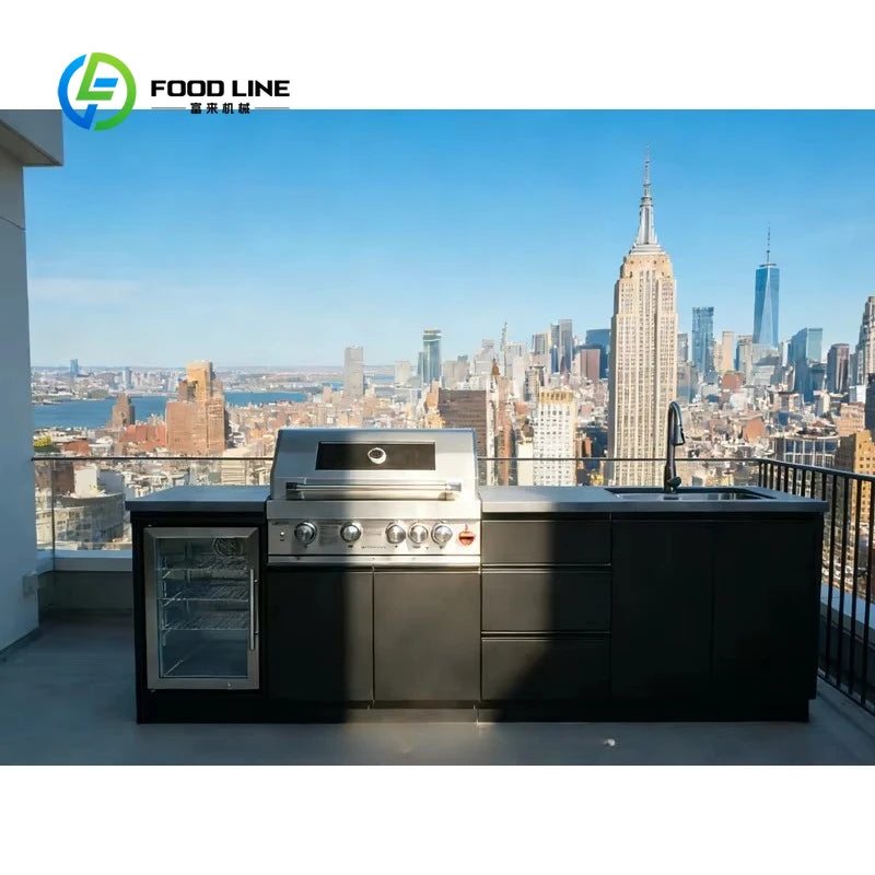 Customized Modular Stainless Steel Outdoor Kitchen Cabinet Complete BBQ Island With Grill For Garden Outside Dining