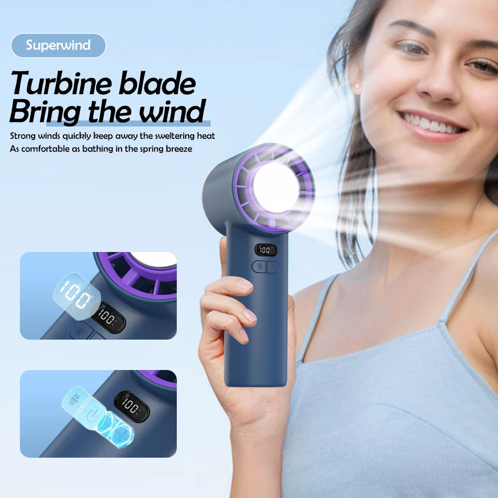 Handheld Air Cooling Mini Turbo Jet Fan 4000mAh 100 Speeds Adjustable