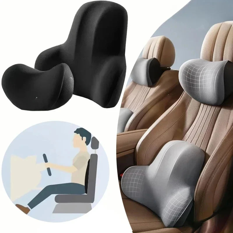 Car Neck Headrest Pillow Memory Foam Waist Cushion Lumbar Support Backrest Cars Vehicle Supplies Travel Neck Cushion Protection