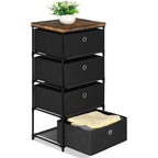 4-Drawer Fabric Closet Organizer | Foldable Clothes Storage Dresser for Bedroom/Dorm/Hallway | Easy Assembly Storage Bins, Black