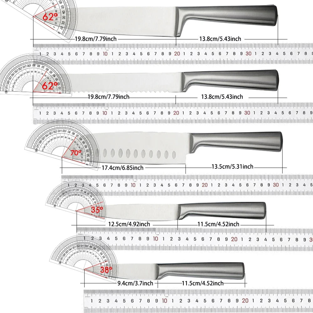 5-piece kitchen knife set stainless steel sharp chefs peeler suitable for professional cooking utensils in homes and restaurants