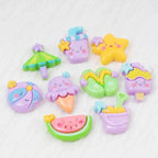 10/100pcs Cartoon Beach Umbrella Slippers Series Decorated Flatback Resin DIY Cabochon Crafts Supplies Hair Clips Decor Material