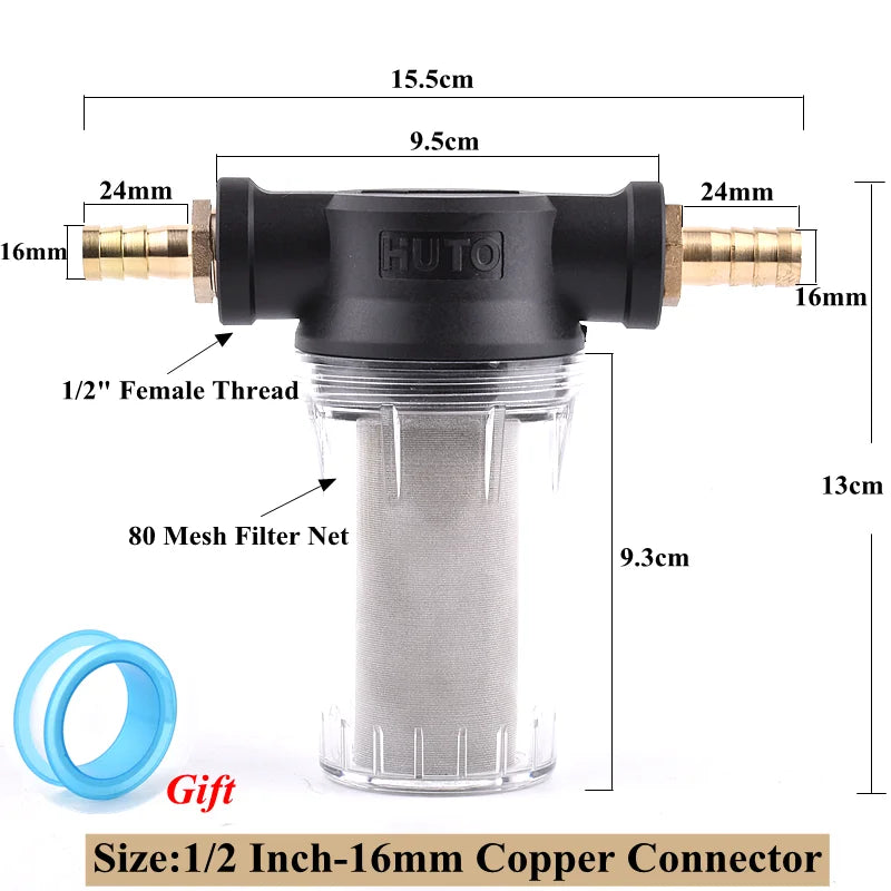1/2" Garden Watering Hose Filter Agricultural Irrigation Impurity Prefilter Aquarium Water Pump Filter 80/250 Mesh Strainer Mesh